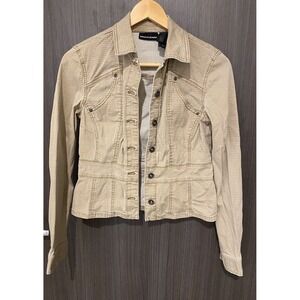 DKNY Jeans Jacket‎ Size 7 Khaki Denim Logo Casual Wear